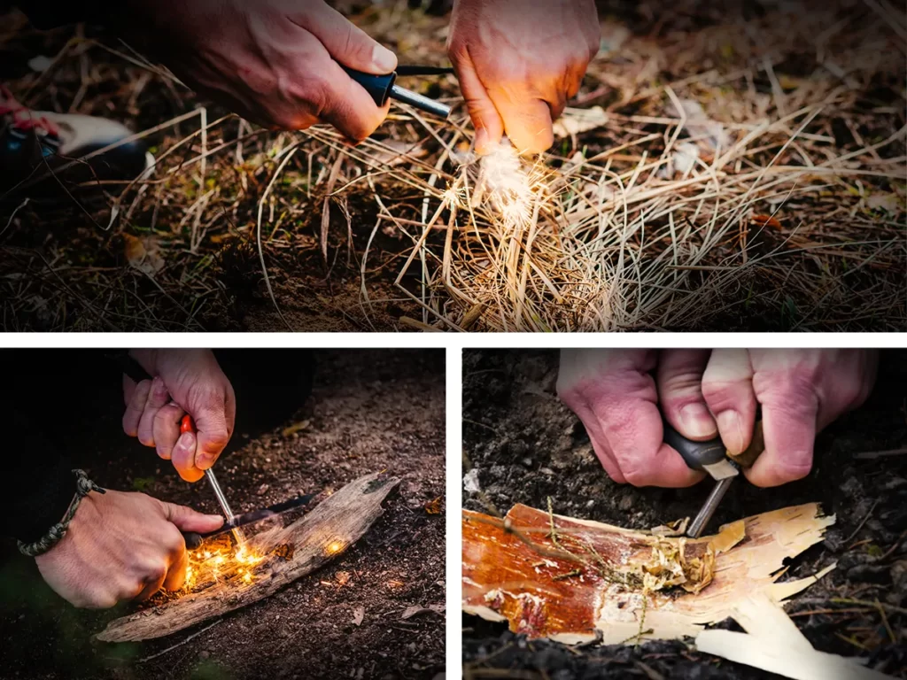 Using a Ferro Rod for Fire-Starting with Tinder

