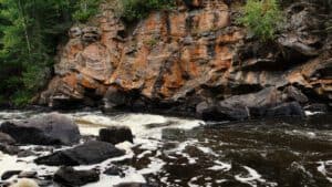 flowing river water in the wilderness used to make safe drinking water