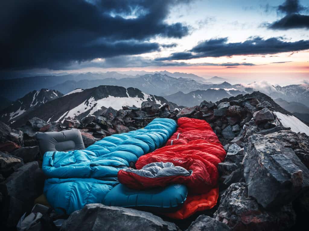 Sleeping Bags on Mountain Top