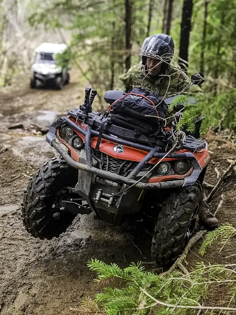 ATV rider attempting a steep rock climb from Ties Lake
