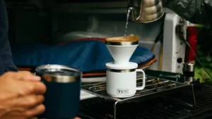 Using the YETI Pourover to brew a fresh cup of coffee while camping
