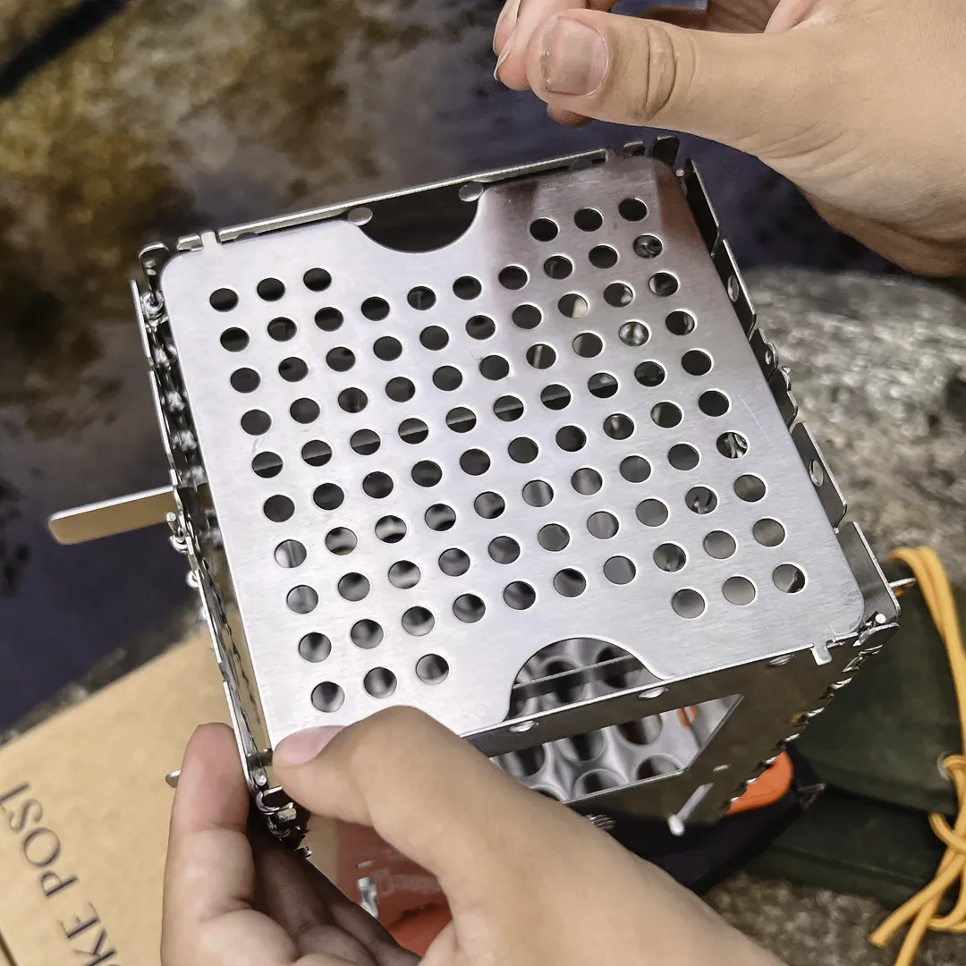 View of the cooking grate that comes with the wood-burning stove