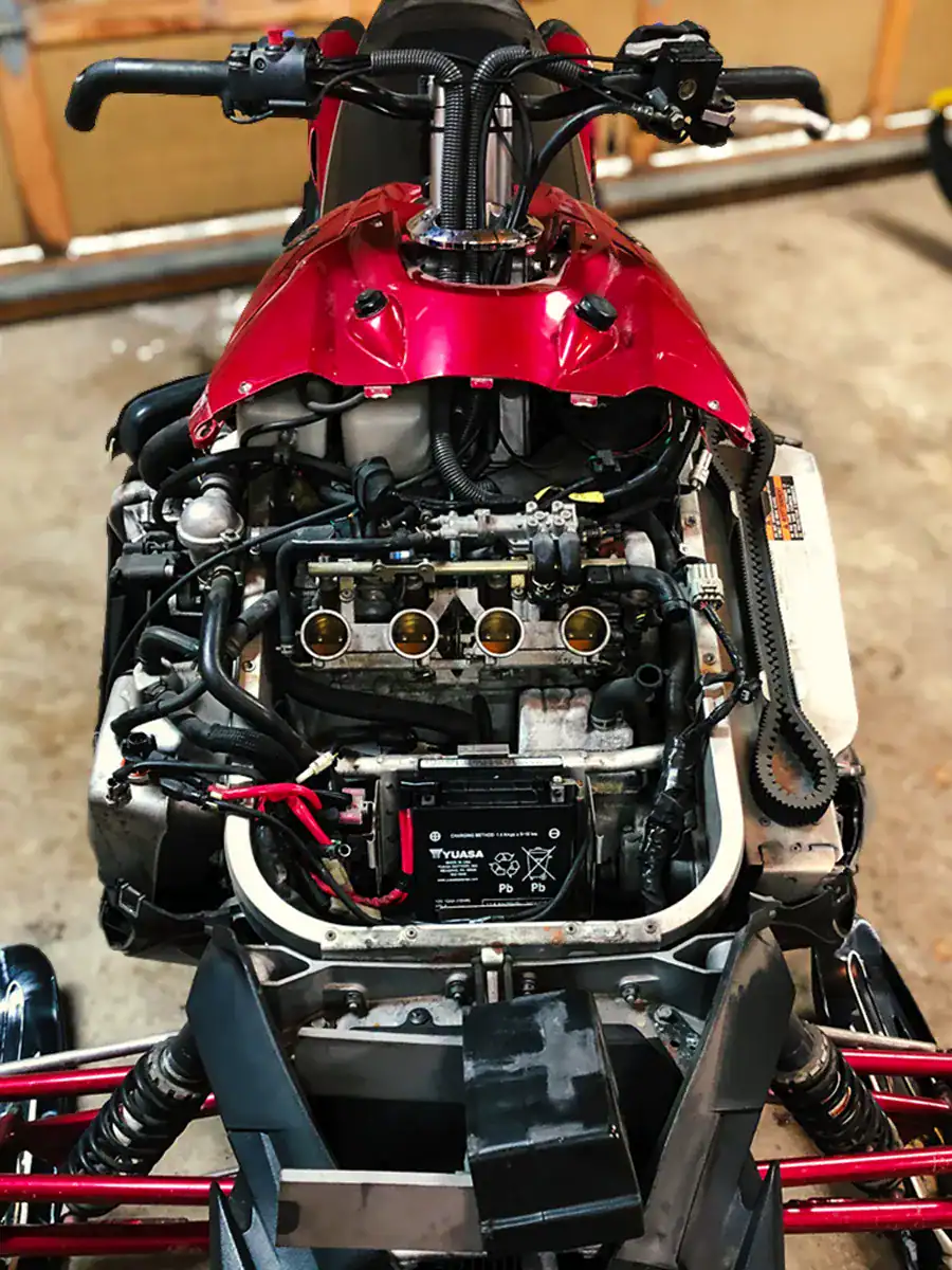 pre-season maintenance on a Yamaha Attak snowmobile