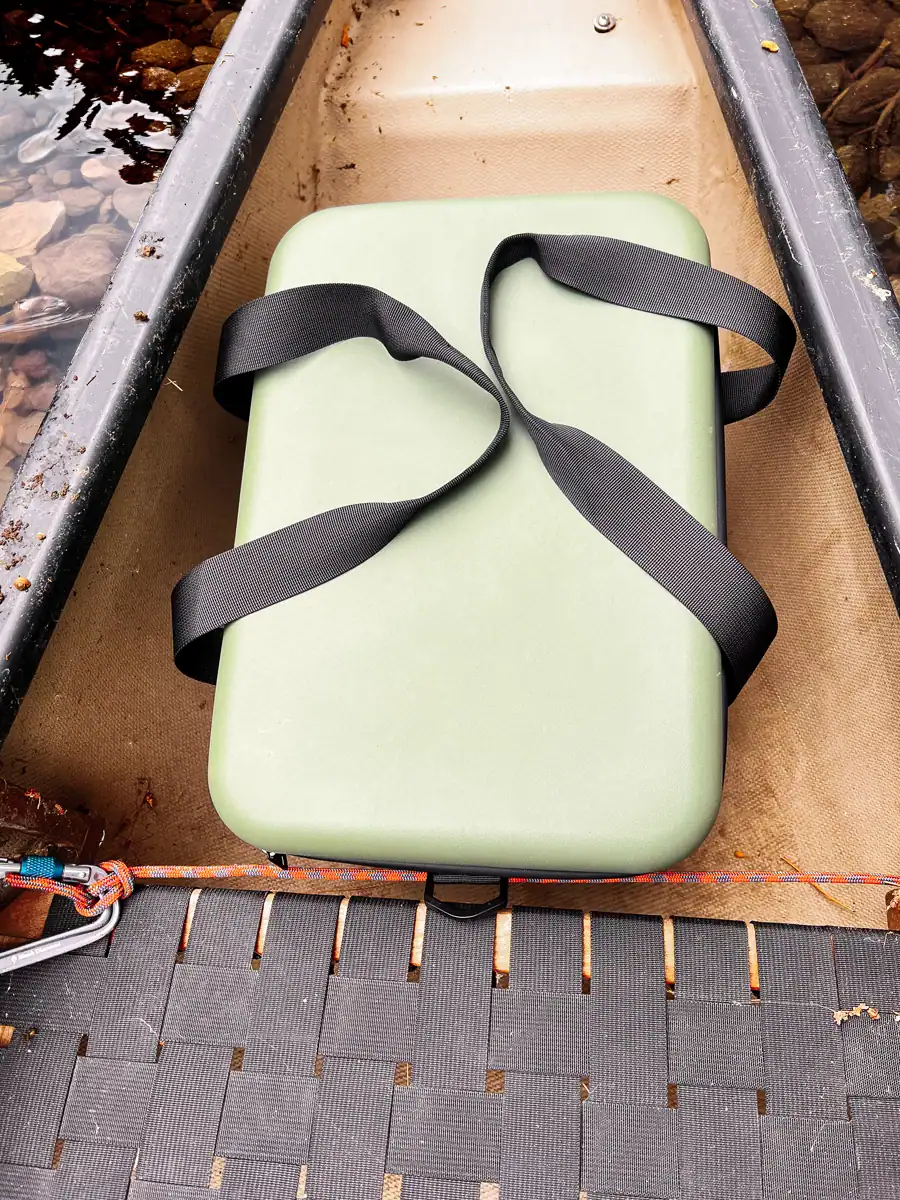 Chilly Moose Coolers Review: Bowen vs Harbour Bucket vs Explorer (Tested) 1 Chilly Moose Bowen Cooler sitting at the bow of the canoe
