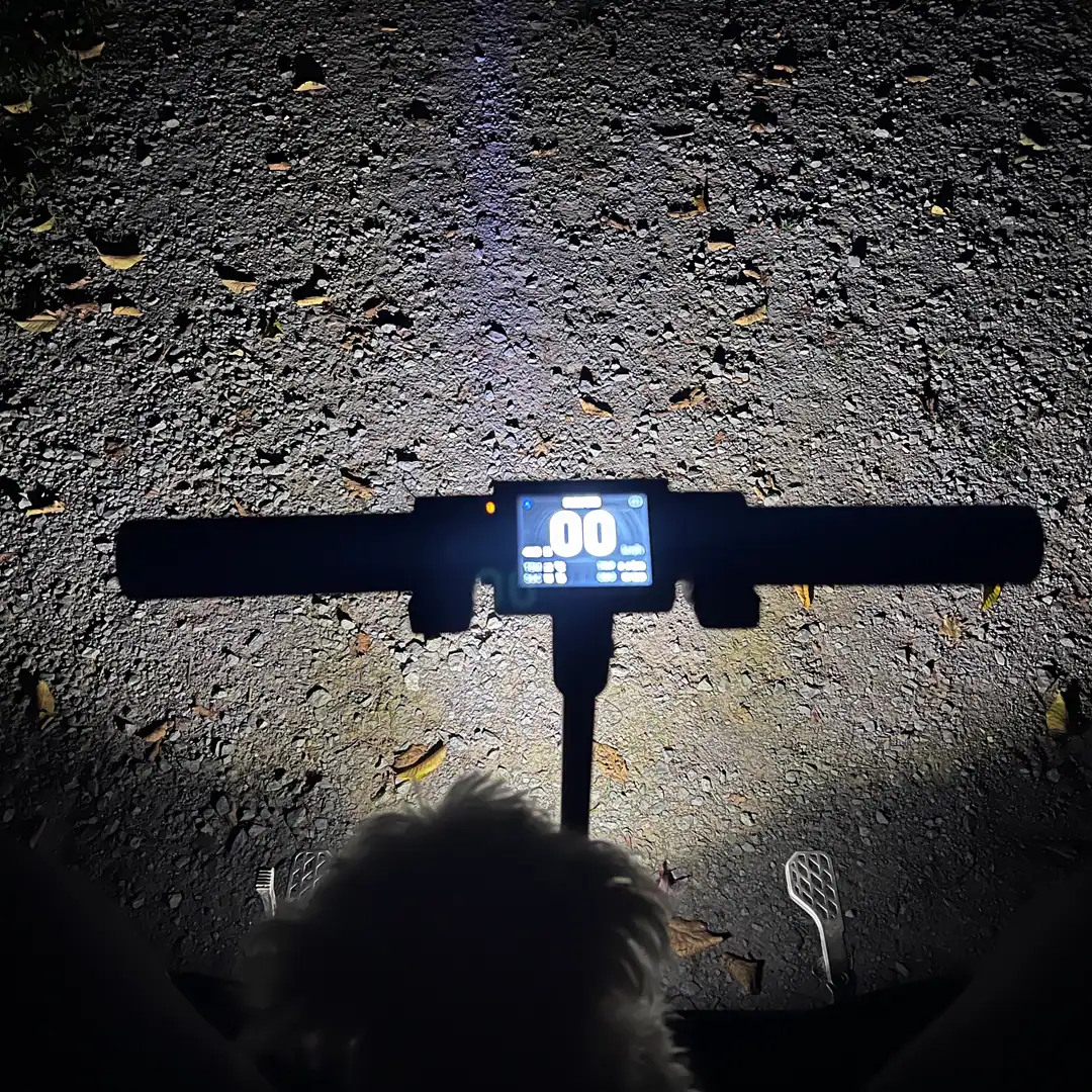 NAVEE E-Wagon 4X Electric Utility Cart Review: 80km All-Terrain Test 9 Navee e-wagon 4x display and front LED on at night
