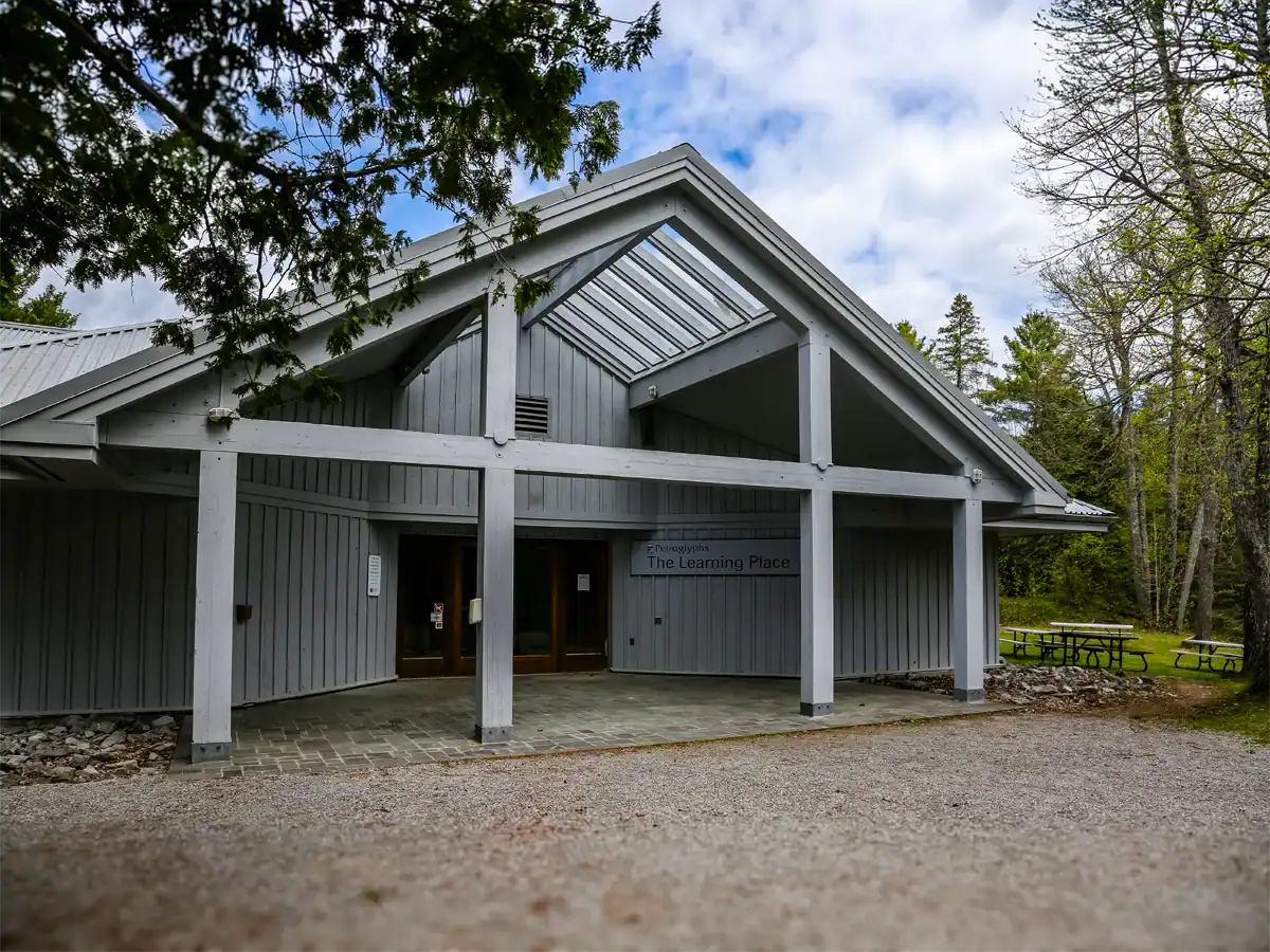Petroglyphs Provincial Park: A Visitor's Guide to Ontario's Sacred Carvings 2 Front view of the learning place visitor cantre at the Petroglyphs Provincial Park