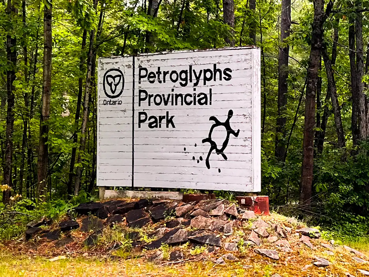 Petroglyphs Provincial Park: A Visitor's Guide to Ontario's Sacred Carvings 1 Petroglyphs Provincial Park roadside sign